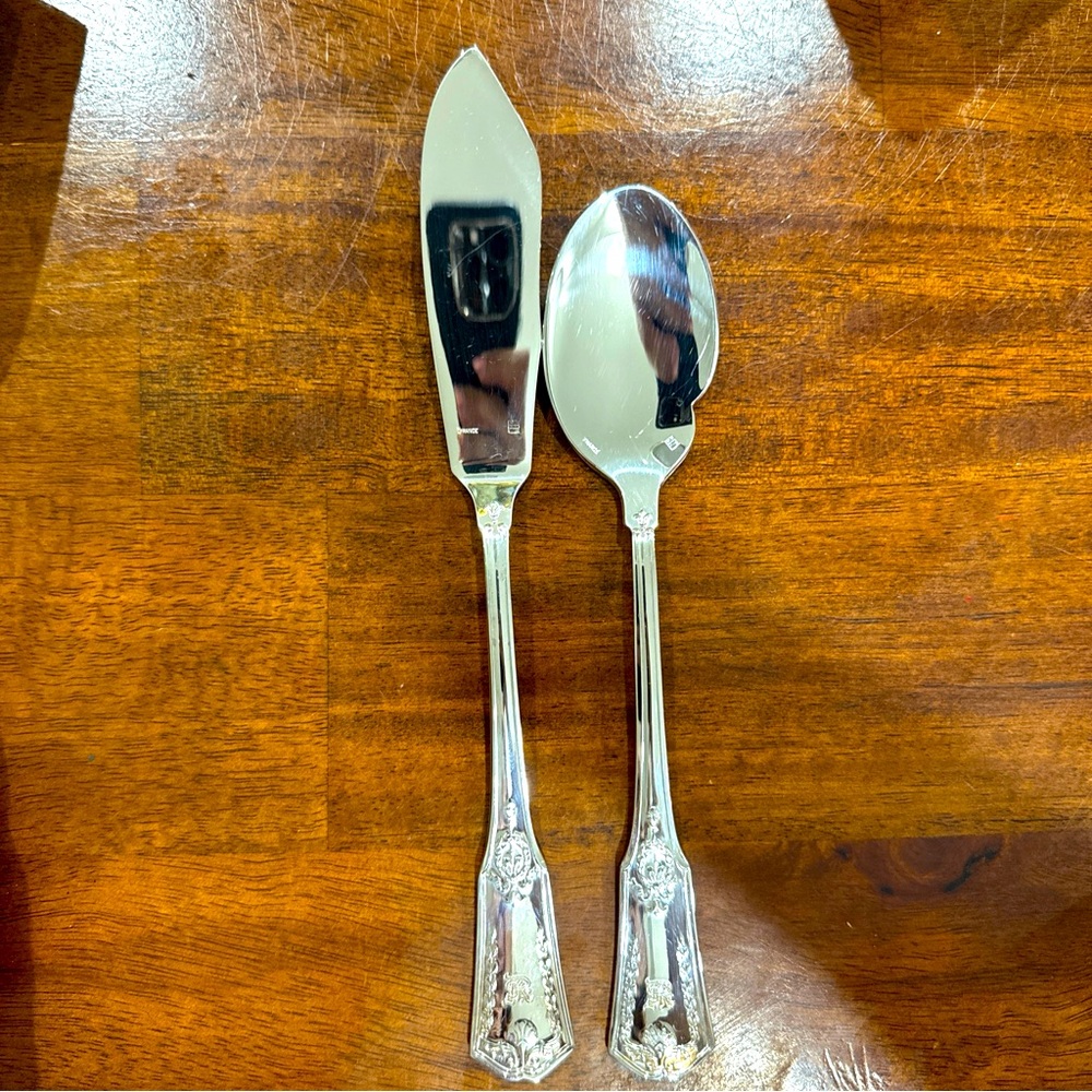 Antique St Regis Tiffany fish knife and spoon